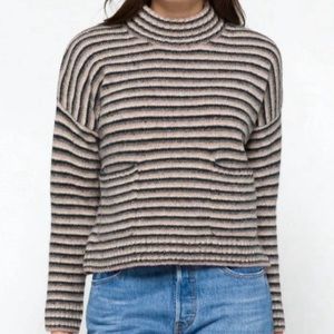 Madewell Merrydale Stripe Pocket Merino Wool Blend Pullover Sweater - Womens XXS